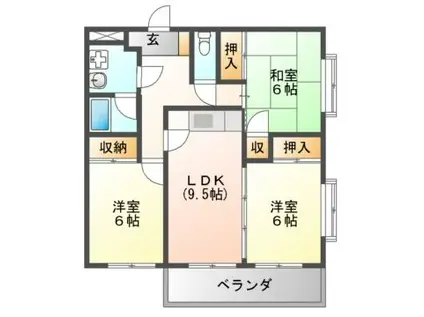 ネオシティ春日丘(3LDK/2階)の間取り写真