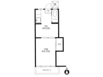 村義荘(1DK/2階)の間取り写真