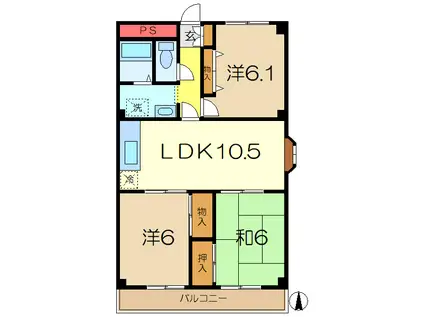 パークタウンサニーヒルズ(3LDK/3階)の間取り写真