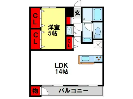 シャルムシャトー貴江(1LDK/1階)の間取り写真