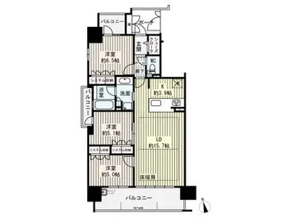 モアグレース岐阜加納(3LDK/12階)の間取り写真
