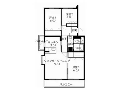 AREAS福山港町(3LDK/2階)の間取り写真