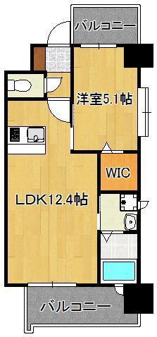 ディアコート門司(1LDK/9階)の間取り写真