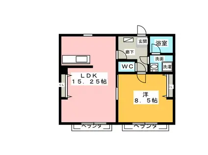 サニーヒル玉城A(1LDK/1階)の間取り写真