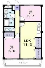 ニューマリッチ笹沖(2LDK/3階)の間取り写真