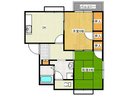 フレグランス天草(2DK/2階)の間取り写真