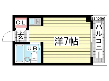 サンビレッジ北須磨(ワンルーム/3階)の間取り写真