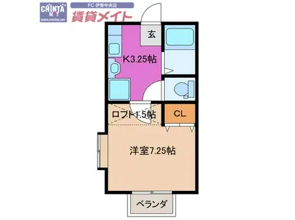 パルテール(1K/2階)の間取り写真