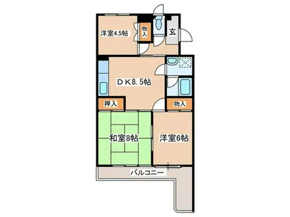 グレースナイン湘南(3DK/3階)の間取り写真