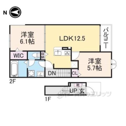 ソレイユカヤノVI(2LDK/2階)の間取り写真