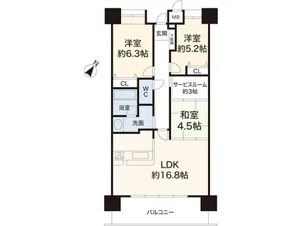 オーズタウンセンタースクエア IV番館(3LDK/9階)の間取り写真
