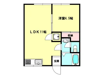 BLANCUBE大池(1LDK/2階)の間取り写真