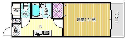 D・H白鳥ビル(1K/4階)の間取り写真