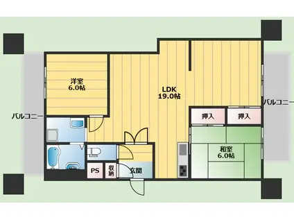 豊友マンション東豊中(2LDK/3階)の間取り写真