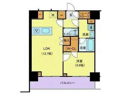 ジェノヴィア新宿中落合スカイガーデン(1LDK/1階)の間取り写真