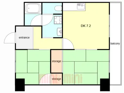 アルパ芦屋1号棟(2DK/5階)の間取り写真