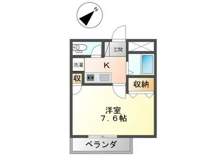 セゾンしおひII(1K/1階)の間取り写真