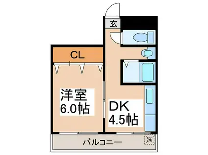 田伏マンション(1DK/4階)の間取り写真