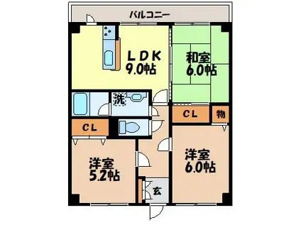 トーカンマンション泉町(3LDK/5階)の間取り写真