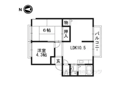 アルカディア田中(2LDK/2階)の間取り写真