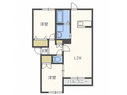 グランデスI(2LDK/2階)の間取り写真