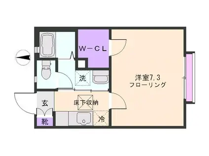 ソレアード千暁(1K/1階)の間取り写真