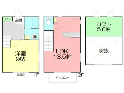 サンライトビュー(1LDK/1階)の間取り写真