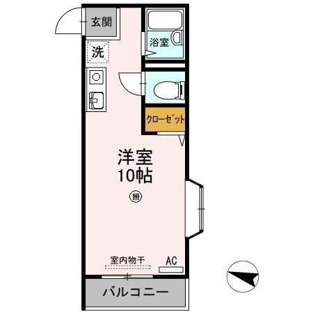 バウハウス2番館(ワンルーム/1階)の間取り写真