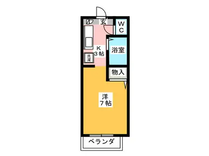 コーポアサヒ(1K/1階)の間取り写真