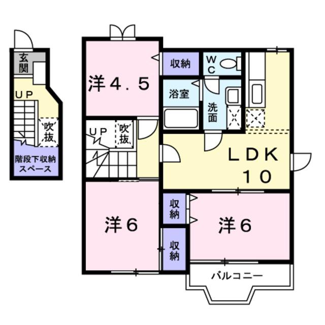 上野芝ガーデン(3LDK/2階)の間取り写真