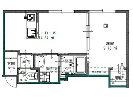 星と青空のクーレKULLE(1LDK/2階)の間取り写真