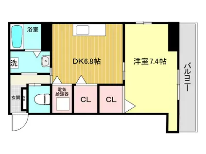 瑠璃甲東園I(1DK/3階)の間取り写真