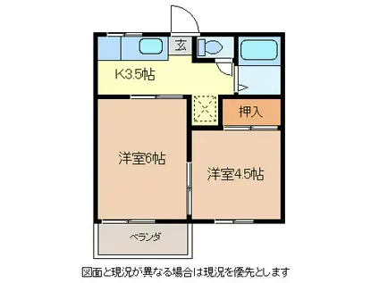 スカイコーポA(2K/2階)の間取り写真