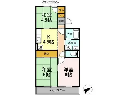 コーポラスクレイン(3K/2階)の間取り写真