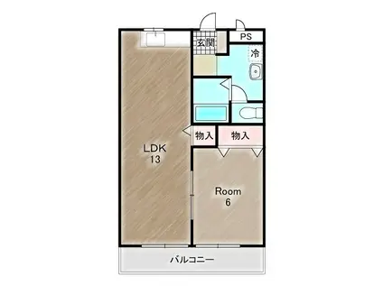 すとりーむ問屋町A(1LDK/2階)の間取り写真