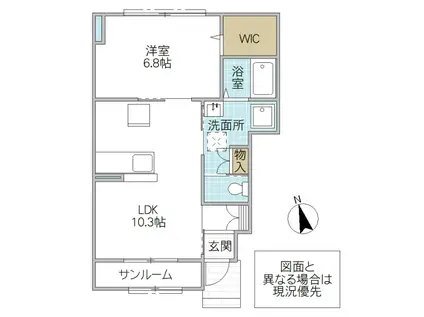 リッツガーデン吉沢 B棟(1LDK/1階)の間取り写真