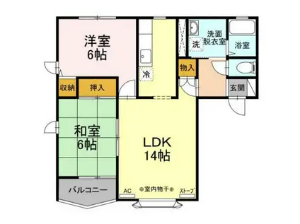 クイーンズパーク青葉A棟(2LDK/1階)の間取り写真