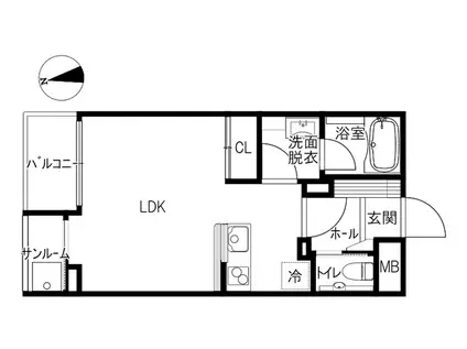WARD VILLAGE(ワンルーム/3階)の間取り写真