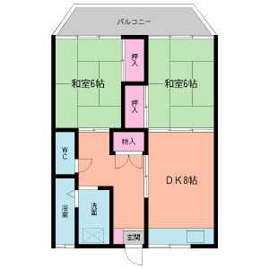 高山ビル(2DK/4階)の間取り写真