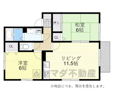 豊友スカイハイツ(2LDK/2階)の間取り写真