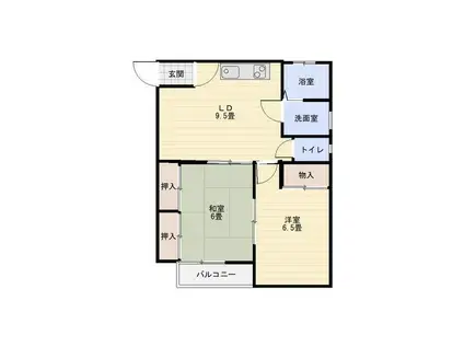 マスミハイツ(2LDK/3階)の間取り写真