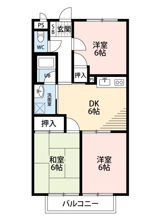 SURPLUS大樹寺 B(3DK/2階)の間取り写真