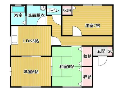 スウィートフラッグ(2LDK/1階)の間取り写真