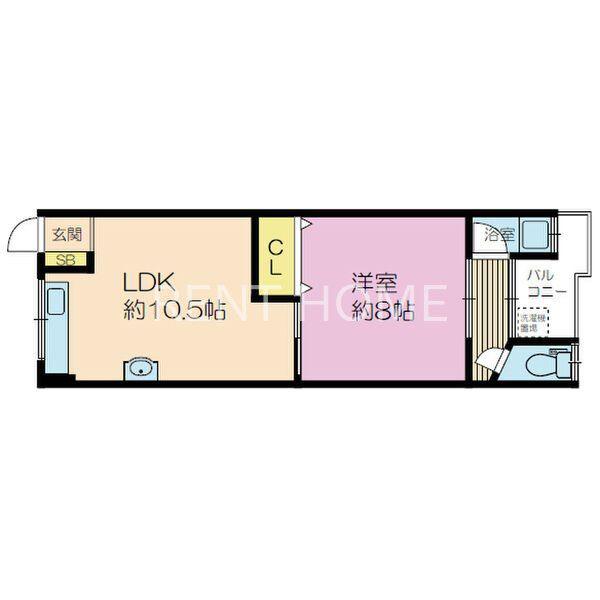 教興寺マンション(1LDK/3階)の間取り写真