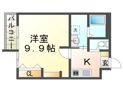 エヌエムサンカンテキャトフB棟(1K/3階)の間取り写真