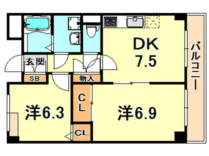 グローリー摩耶(2DK/1階)の間取り写真