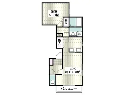 メゾンド港南台(1LDK/2階)の間取り写真