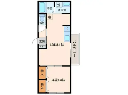 MYS PLACE(1LDK/1階)の間取り写真