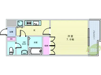 エルピスI(1K/1階)の間取り写真