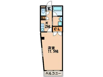 海舟ビル(1K/6階)の間取り写真